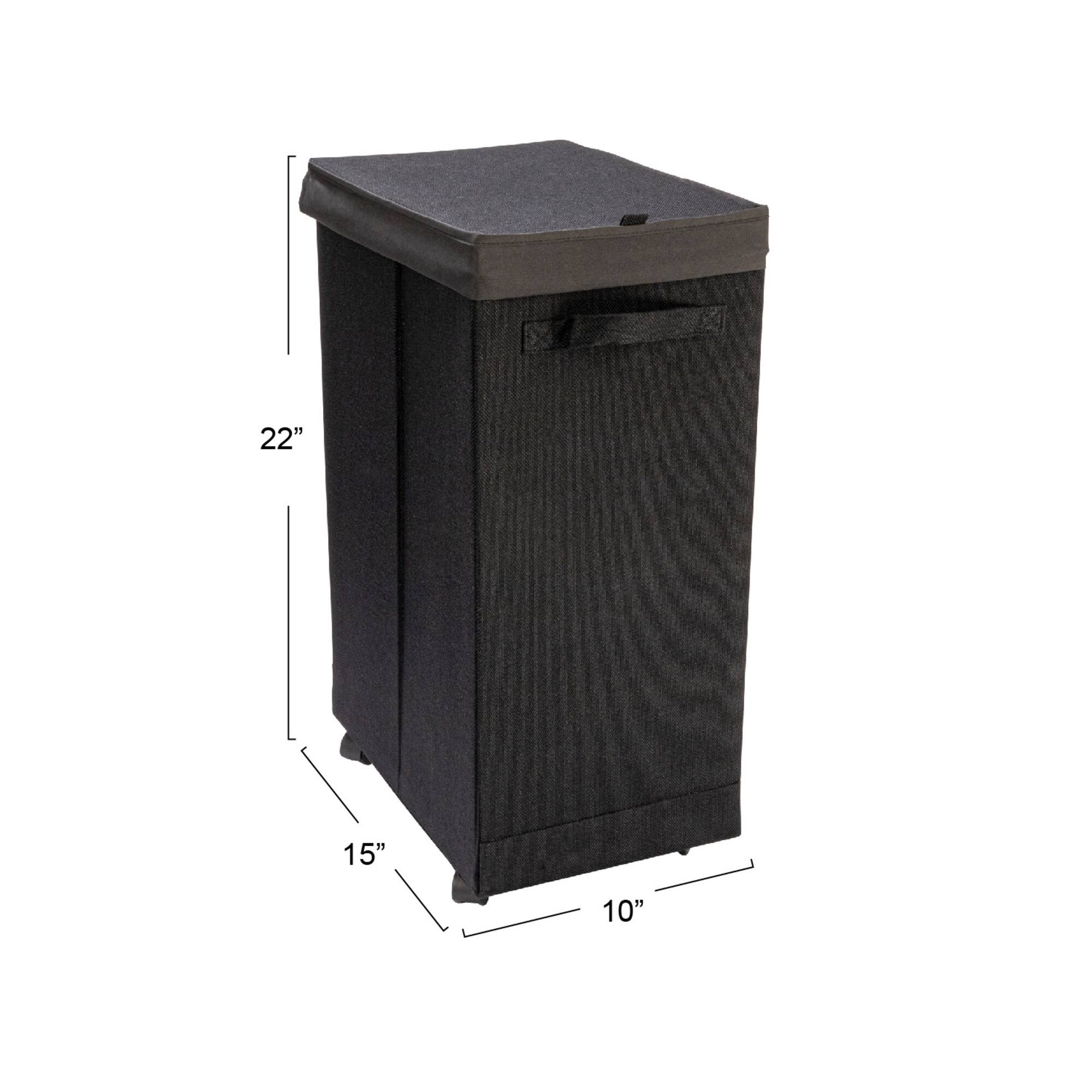 Household Essentials Narrow Collapsible Laundry Hamper with Liner & Lid